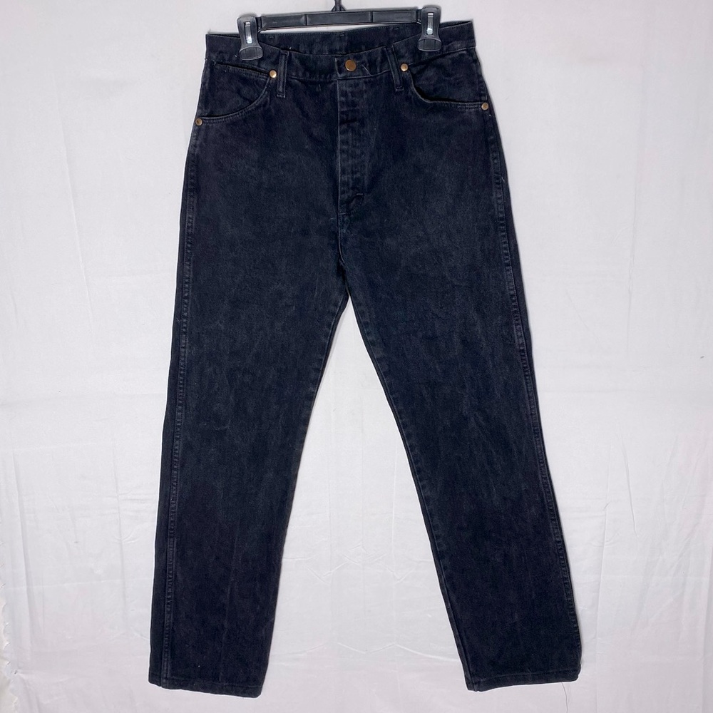 Vintage Wrangler Black Denim Straight Leg Jeans 31 Western Rodeo Stampede Work
